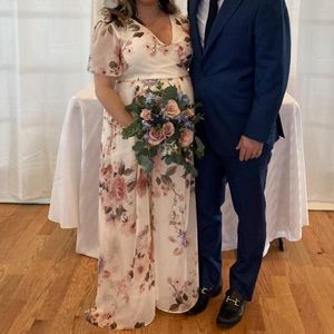 Pink blush floral maternity gown